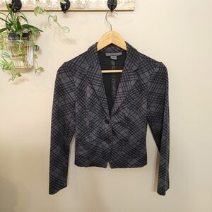 ⭐️ Plaid Grey Black Blue Blazer Women's Size XS Suzy Shier